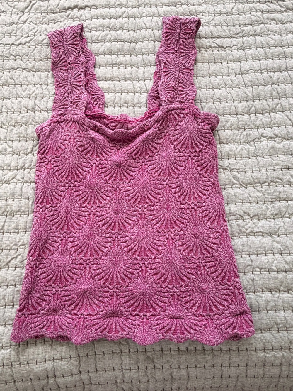 Free People Pink Crochet Tank Top